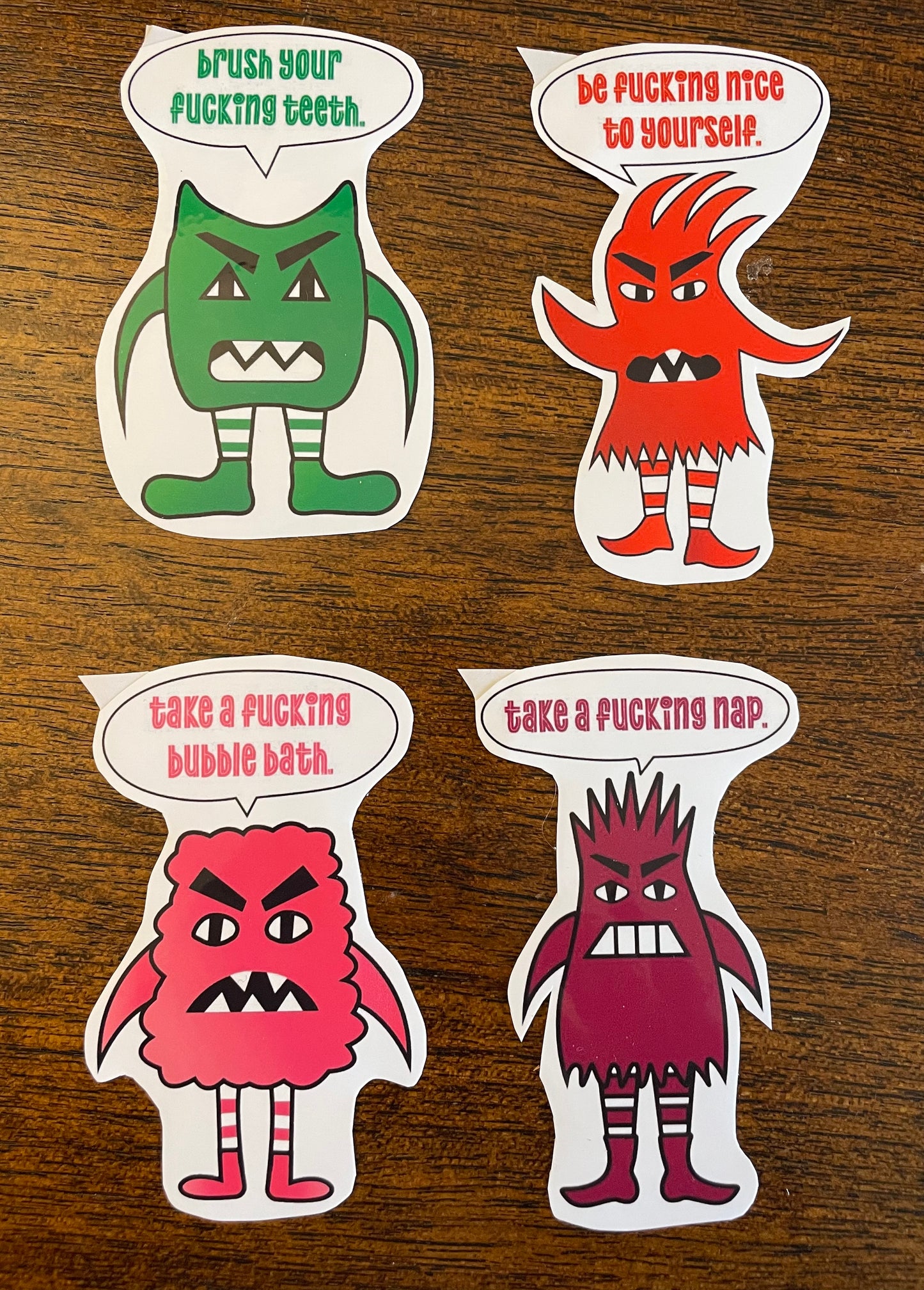 Self-Care Monster Stickers for Grownups