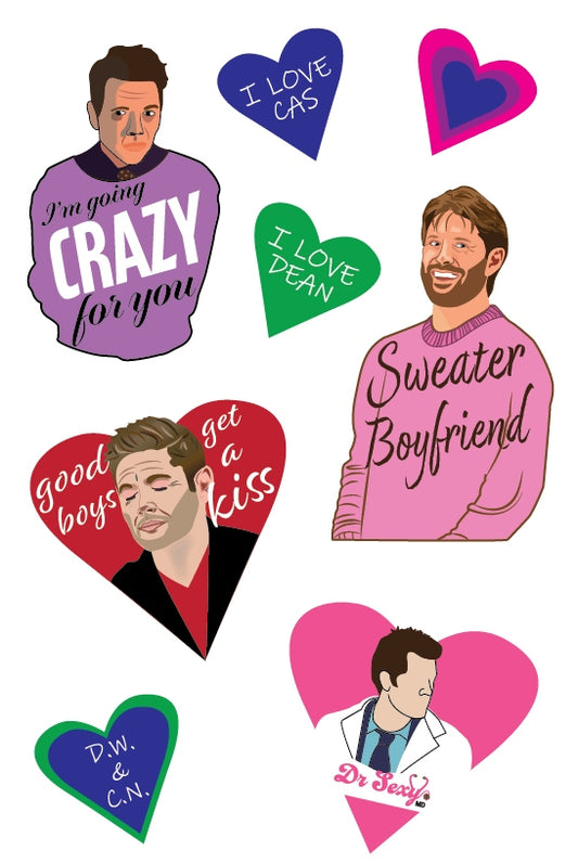 Supernatural Destiel Fanart Adorable Sticker Sheet