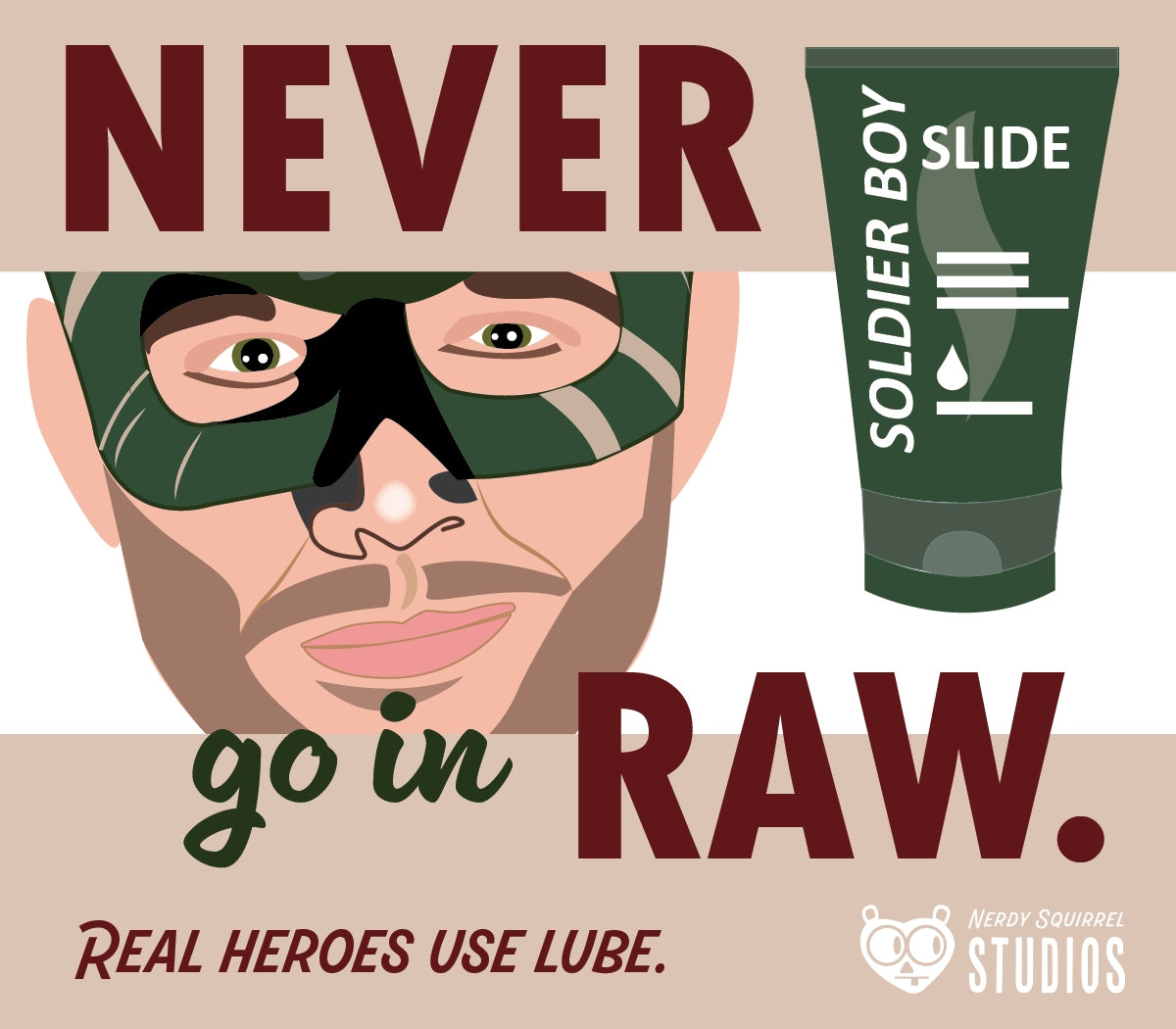 Soldier Boy "Never Go In Raw" Sticker